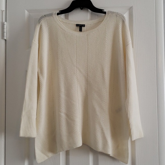 Eileen Fisher Bateau Neck Merino Wool Sweater - Picture 1 of 14